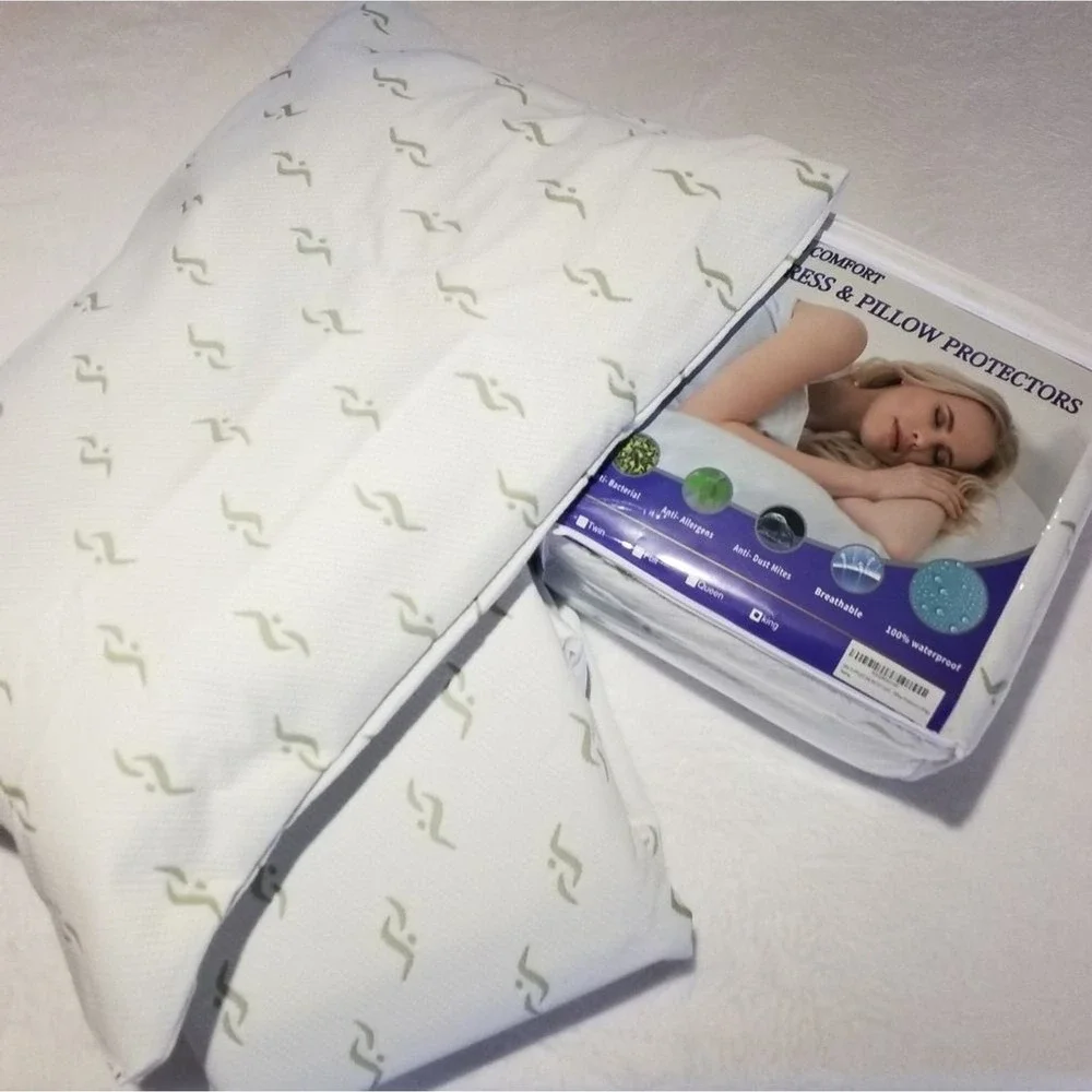 Set of 2 Twin Waterproof Bamboo Mattress Protector With Pillowcase Protector 4pc